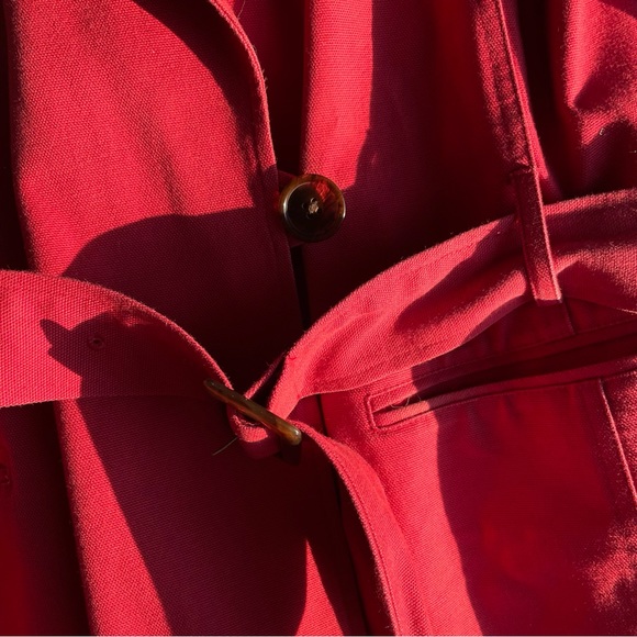 Talbots Red Cotton Trench Coat - Picture 3 of 7